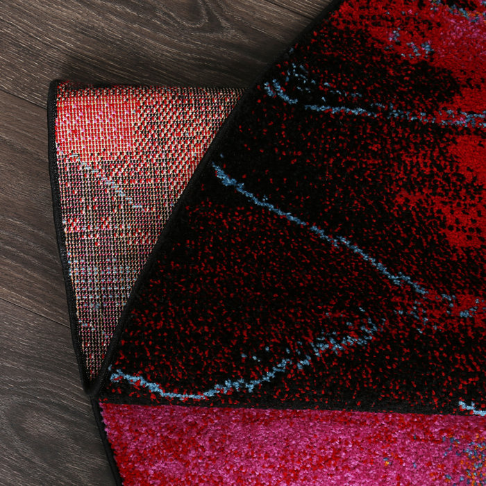 Wrought Studio Olgethorpe Performance Black/Pink Rug & Reviews Wayfair